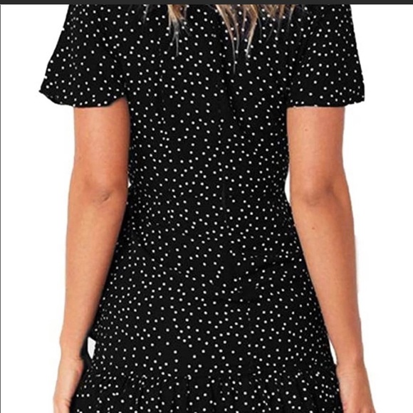 Relipop Black Polka dot Wrap Dress Size M - Picture 2 of 6